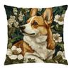 Corgi Dog Pillow Cover Floral Animal Print Cushion Case Cute Pet Lover Gift Living Room Sofa Decor