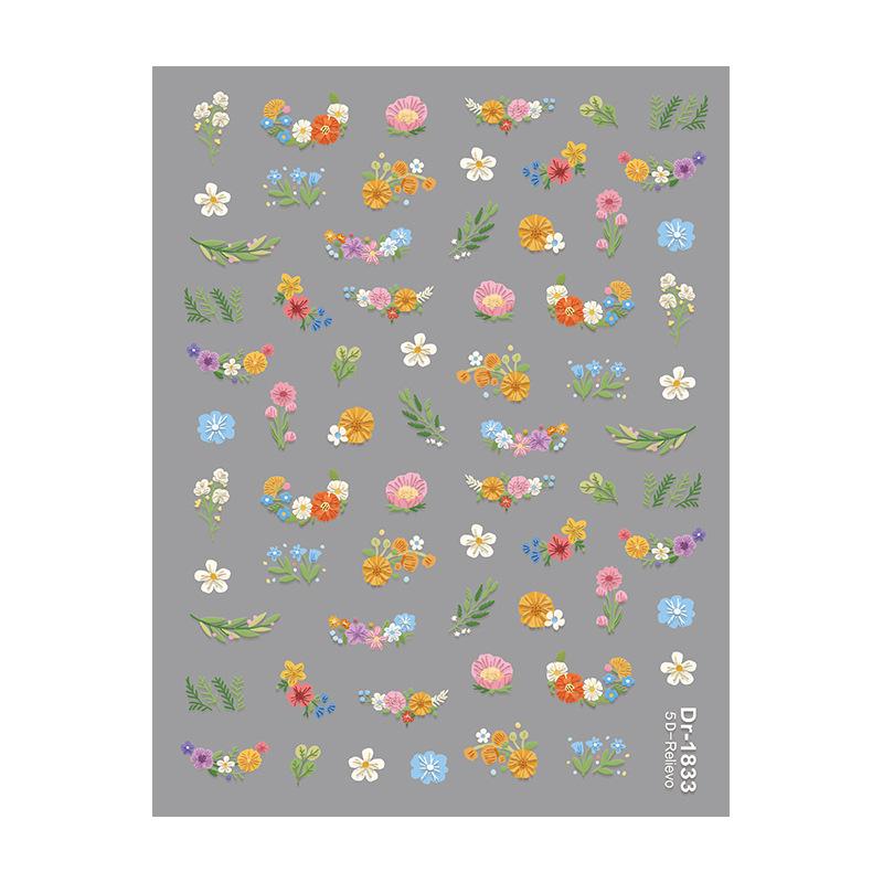 Redanco 5D Cartoon Wildflower Embossed Nail Stickers DR1833