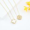 Inlaid Rhinestone Women's Pendant Titanium Steel Four-Leaf Clover Double-Sided Necklace Temperament Hundred Matching Collarbone Chain