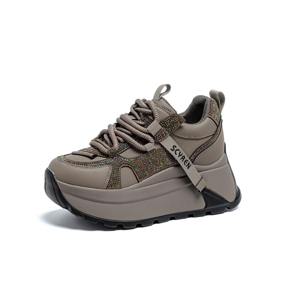 Women's shoes 2026 spring new style height increasing fashionable casual board shoes thick soled dad shoes women