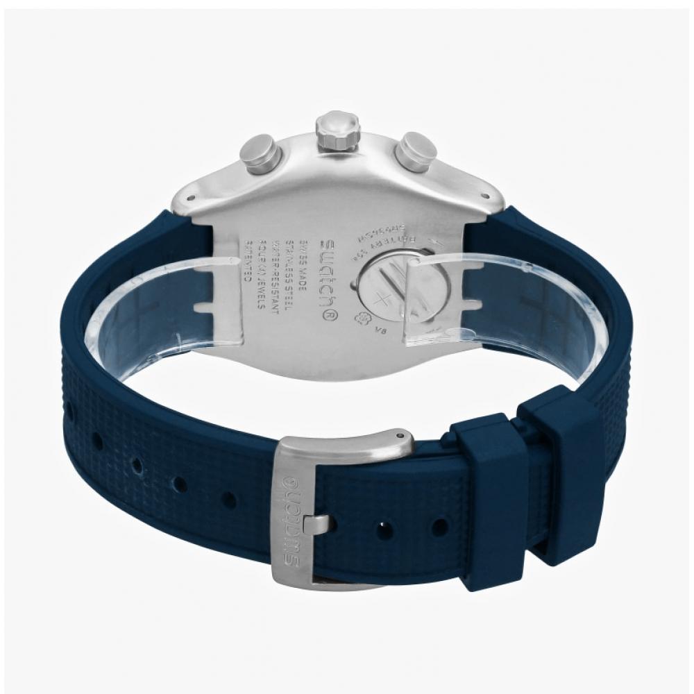 Swatch YvS454 Irony Blue Grid Chronograph Herrenuhr aus Urethan