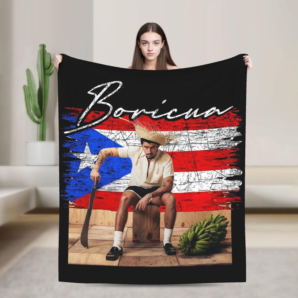 BAD BUNNY TOUR 2025 Blankets Coral Fleece Plush Winter Multi-function Lightweight Thin Throw Blankets for Bed Outdoor Bedspread