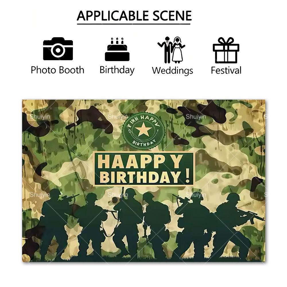 Sfondo Compleanno Camouflage Soldato Pistola Camouflage Esercito Militare Carro Armato Ragazzo Decorazioni Compleanno Articoli per Feste Accessori Fotografici Regali