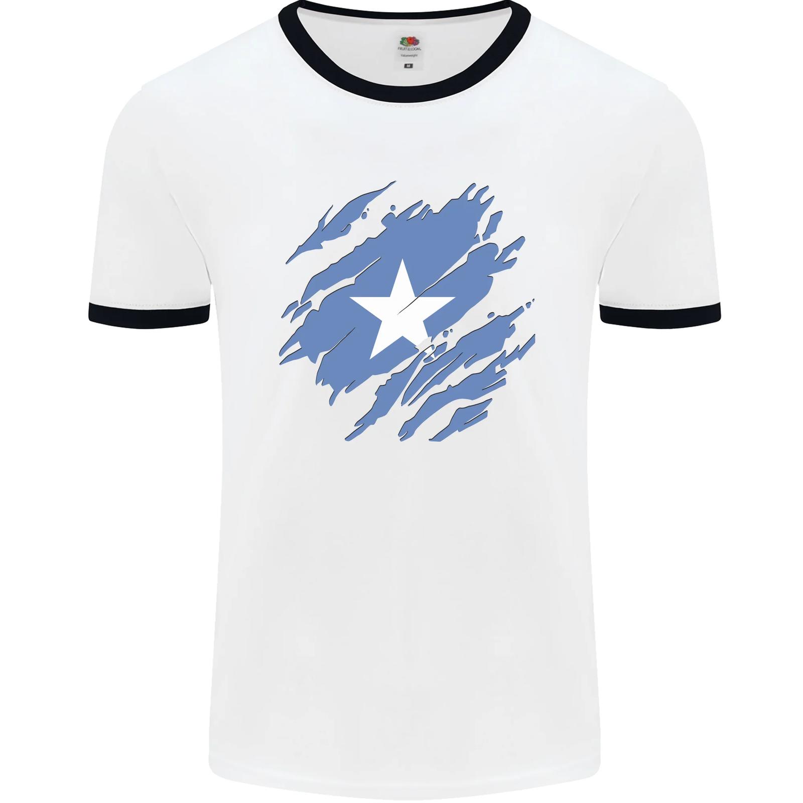 Torn Somalia Flag Somalian Day Football Mens Ringer T-Shirt S