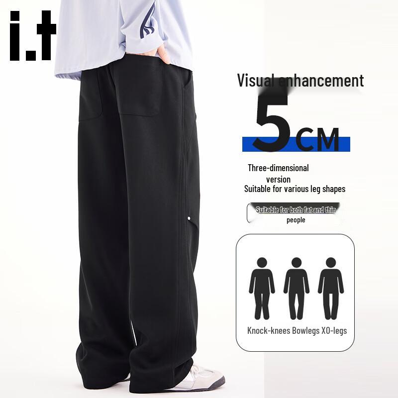 :CHOCOOLATE Men's Pleated Straight-Leg Casual Pants