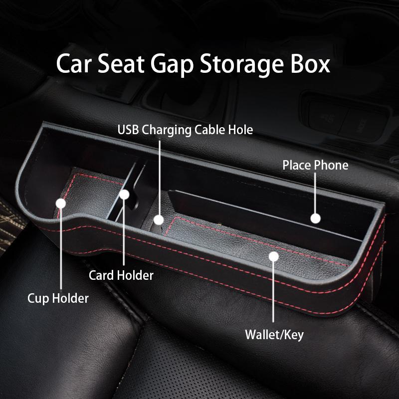 Car Seat Gap Storage Box Multifunctional Leather Storage Box Seat Storage Card Phone Key Clip Storage Bag Accessory Inside Car