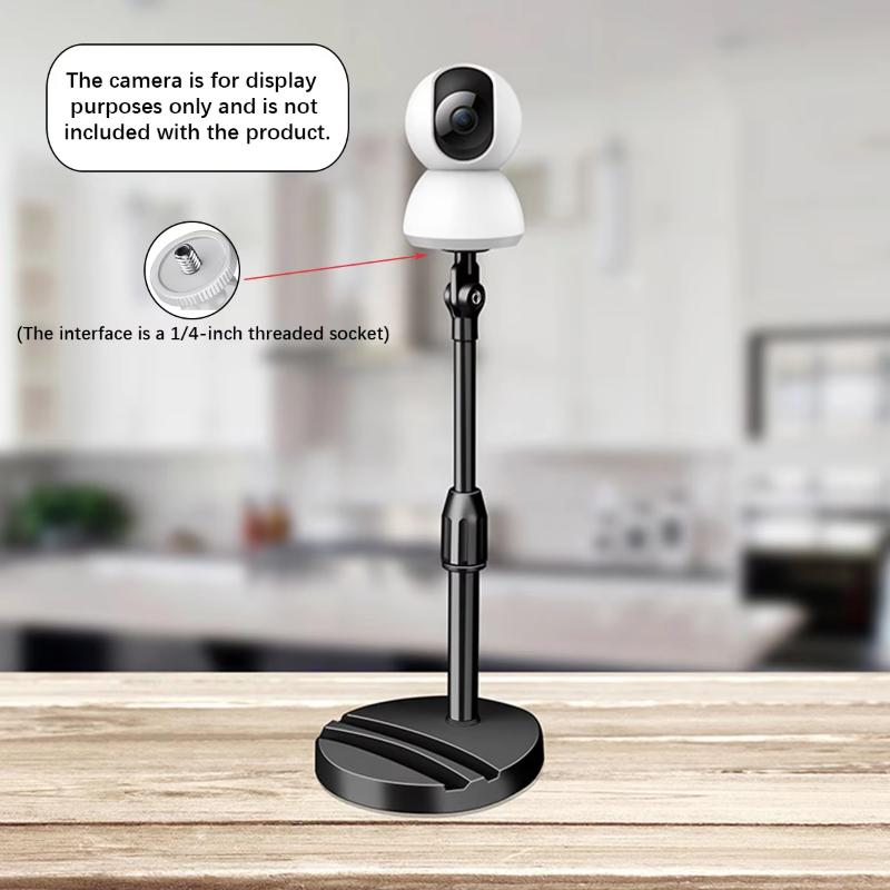 Desktop Adjustable-Angle Monitoring Stand Extendable Camera Base, 1/4" Screw Interface For Surveillance Cameras