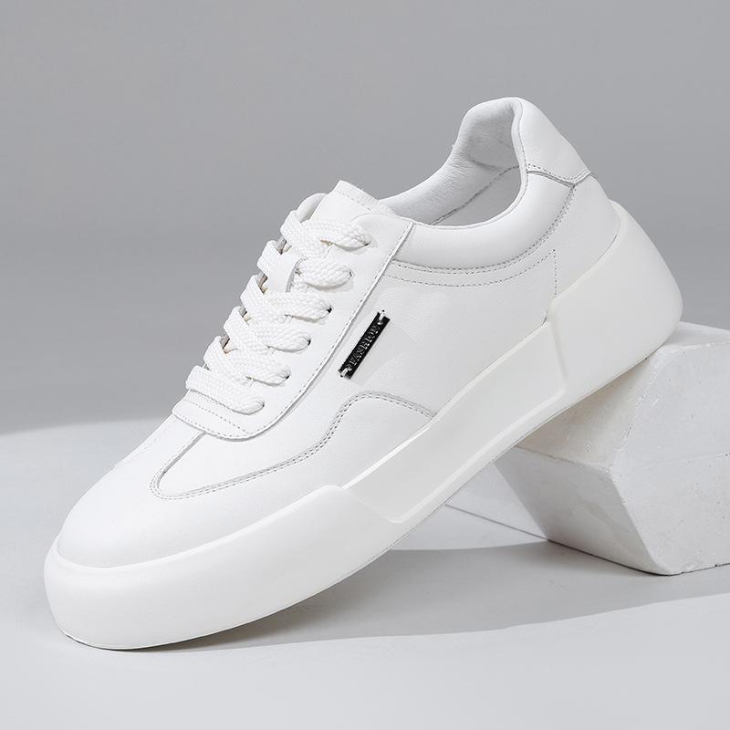 Herbst 2025 Vielseitige Lässige Herren-Leder-Skate-Schuhe, Weiß mit Dicker Sohle (Stil 5332)