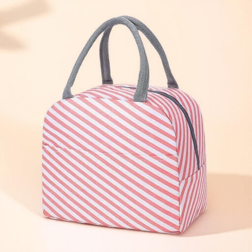 Functional Pattern Cooler Lunch Box Portable Insulated Canvas Thermal Food Picnic Bags for Women Kids