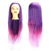 Mannequin Head Purple Pink Gradient Color Hairdresser Head with Hair for Hairdressing Practice