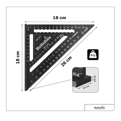 Hultafors Rafter Square MRS 180cm Protractor Circular Saw Guide Hultafors KaSD