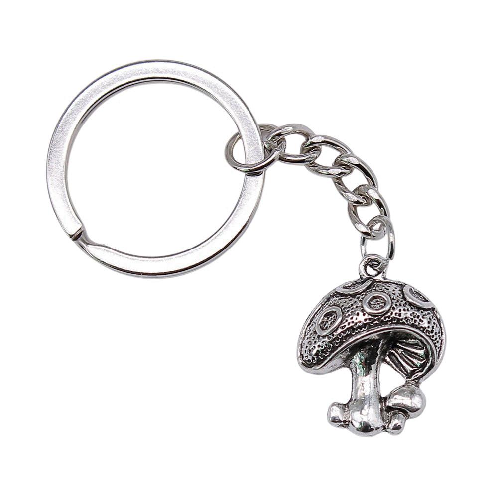 Pendants Mushroom Charm Branch Keychain Leaf Key Ring 28mm