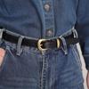 Cinto Feminino 2024 Estilo Coreano Couro Genuíno - Moderno, Versátil, Retrô Couro Bovino Cós de Jeans