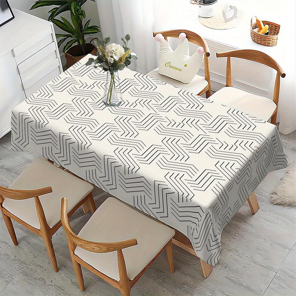 JIT + 1pc polyester tablecloth, simple geometric pattern tablecloth, woven table coverzyc