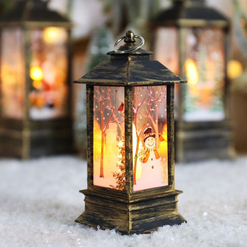 Portable Christmas LED Lights DIY Crafts LED Wind Light Retro Candle Lamp  Christmas Tree