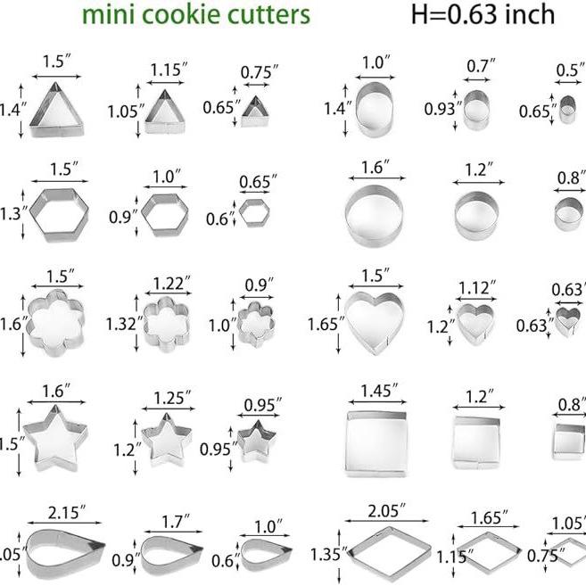30-Piece Stainless Steel Cookie Cutter Set - Heart, Star, Flower Molds for DIY Baking