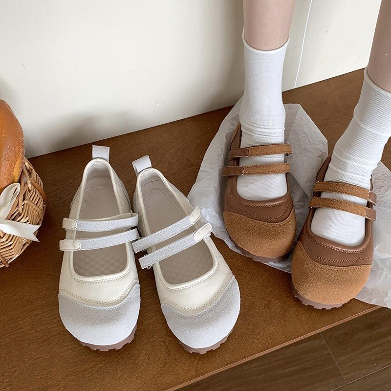 French retro white ballet flat Mary Jane single shoes women's 2026 new spring and autumn soft-soled beanie shoes