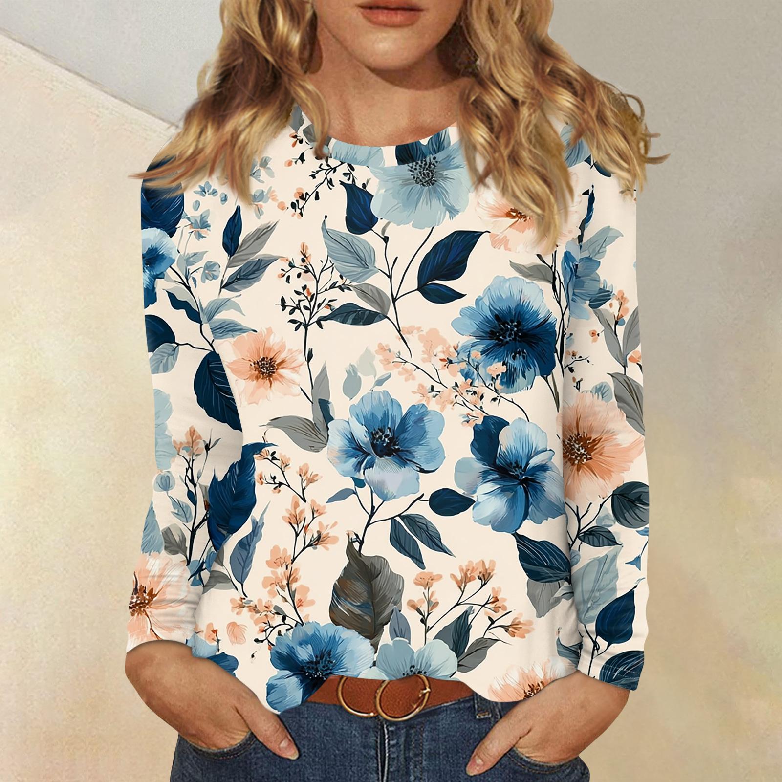 

Женский модный пуловер с цветочным принтом и длинными рукавами M