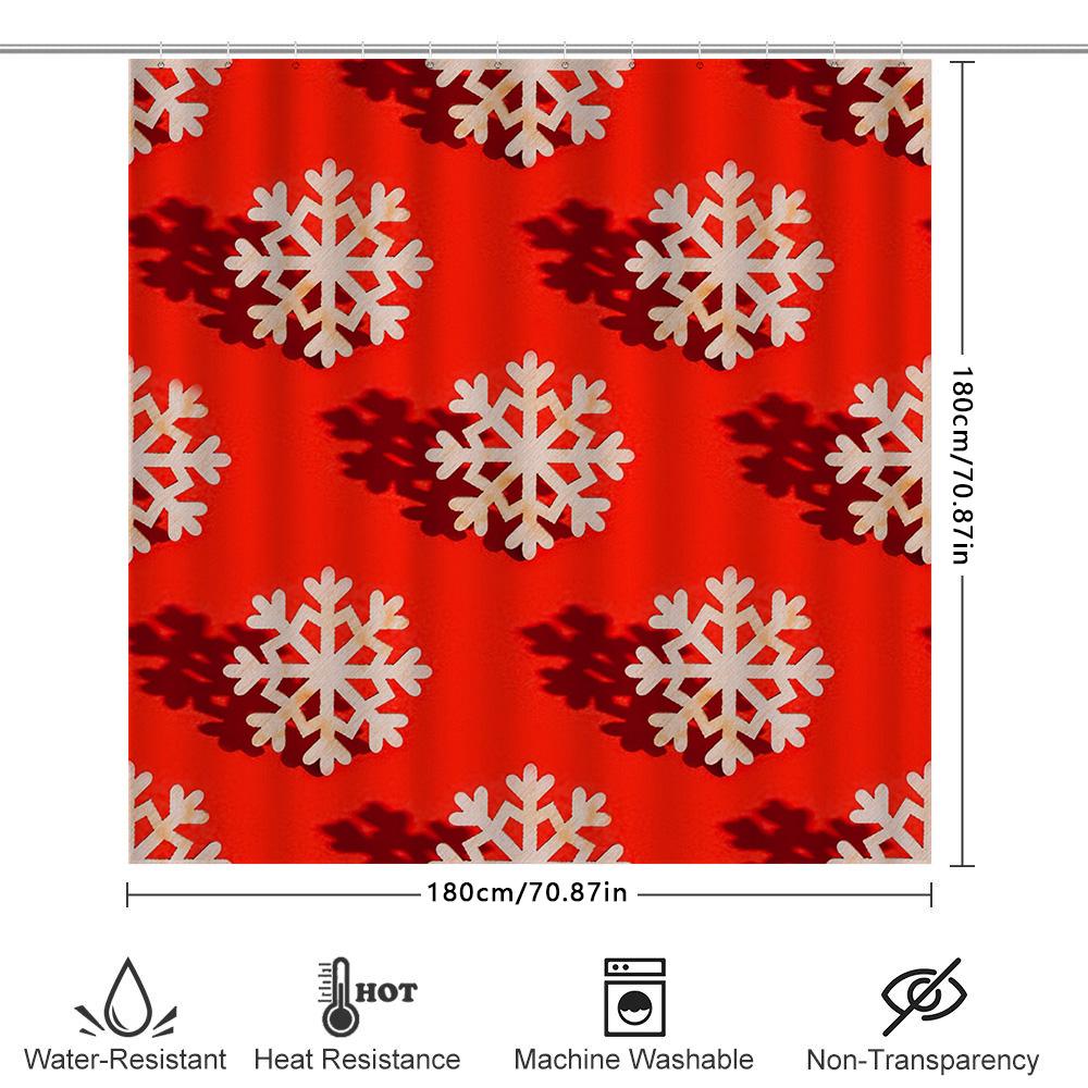 Snowflake Pattern Red Shower Curtain Christmas Decorations For Bathroom Modern Home Accessories