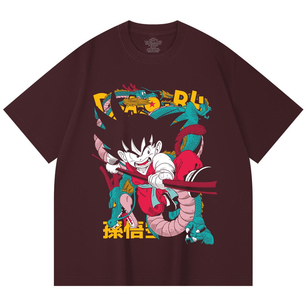 230 Gsm 100% Cotton Dragon Ball V35 Goku Print Unisex Heavy Cotton T Shirt