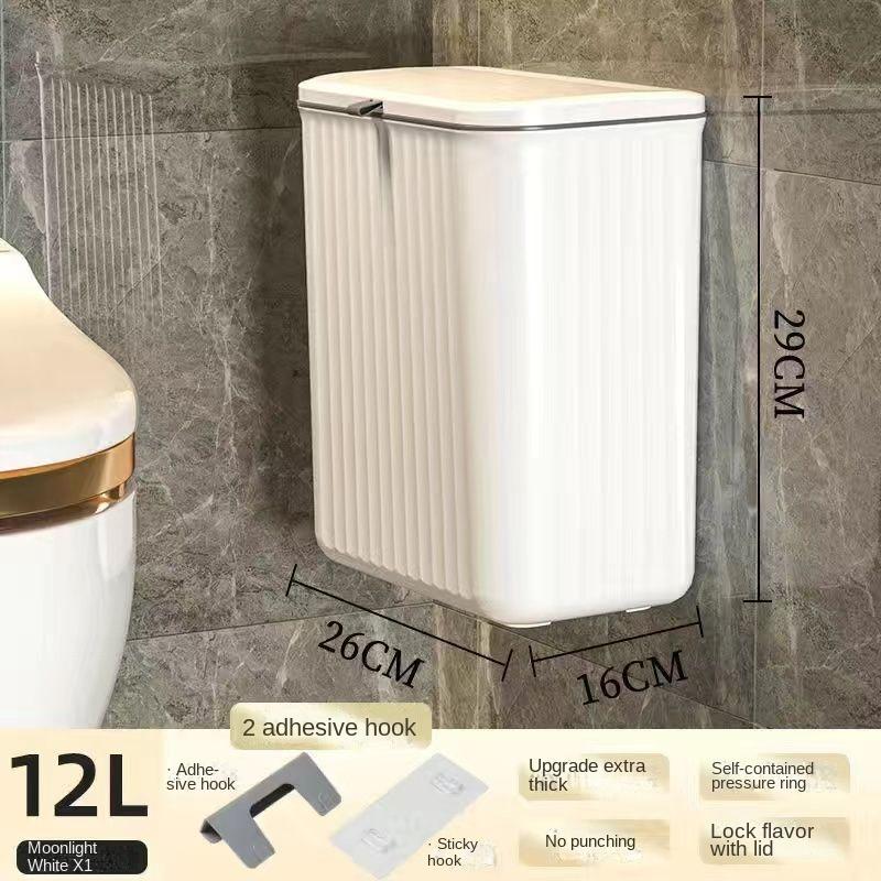 12/8L Kitchen Trash Can Hanging Household Hanging Storage Pail Toilet Toilet Paper Basket Kitchen Waste Wall Hanging Garbage Can