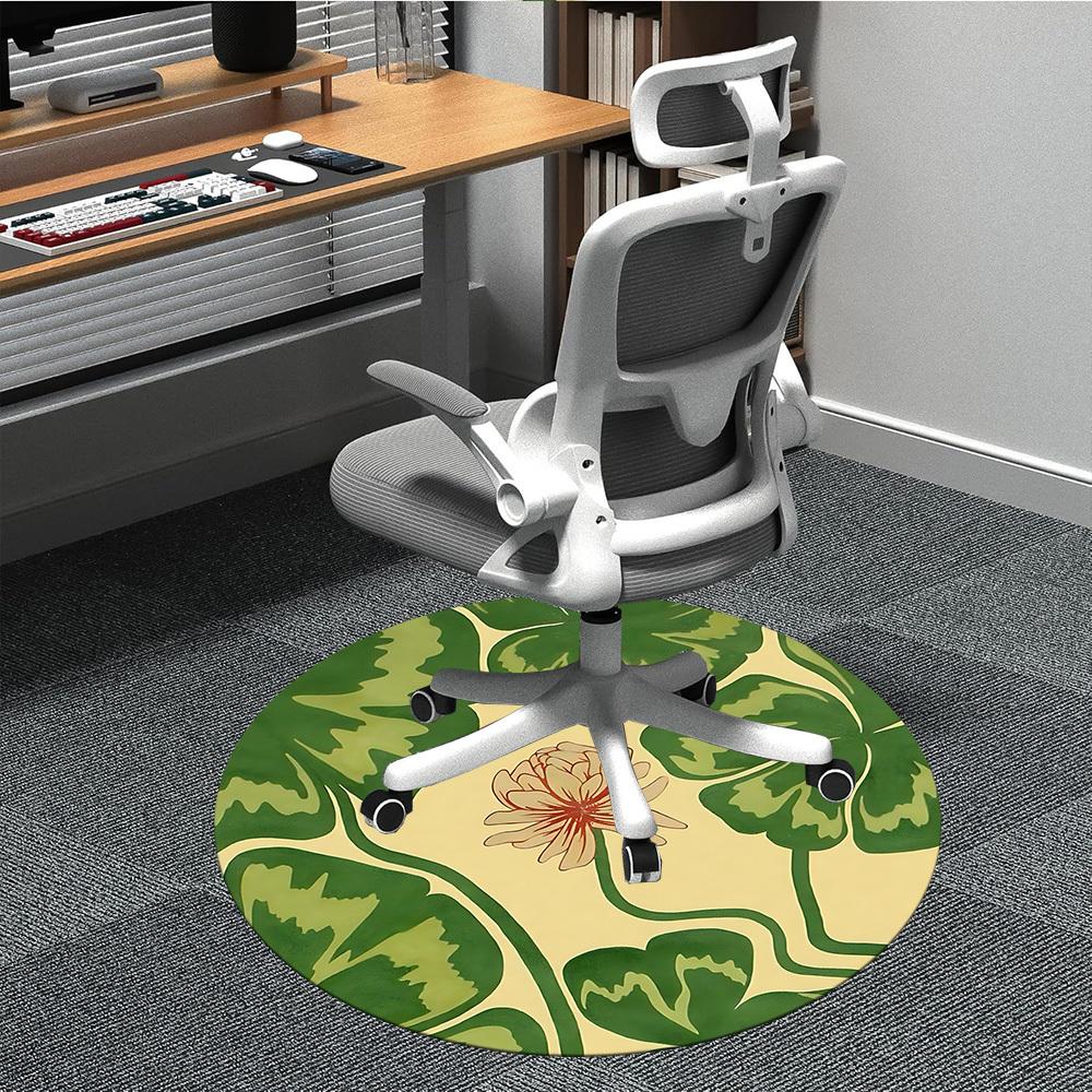 1pc Lotus Leaves Office Round Area Rug,  Mat Suitable For Office, Under Office Chairs Bedroom Living Room Home Decor, Room Deco