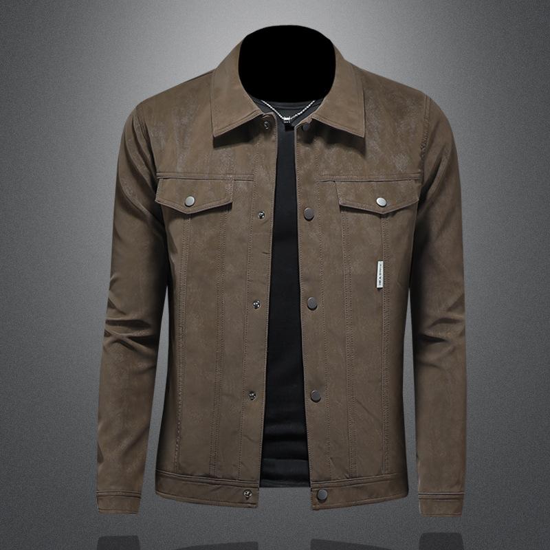 2025 And New Style Mens Turn-Down Collar Leather Jacket Outerwear Korean Version Slim Fit Fashion Casual Motorcycle Leather Coat Style 9106
