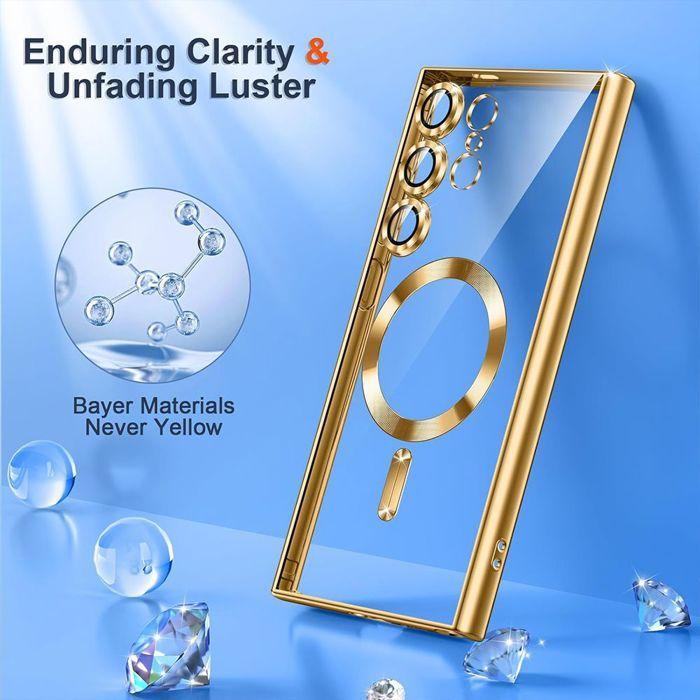 Case for Samsung Galaxy S25 Ultra, Silicone with Magnetic Circle Camera Film - Gold - BOOLING®