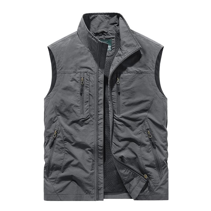 6XL Plus Size Men's Summer Outdoor Hiking Vest Tactical Multi-pocket Lightweight Soft Shell Utility Travel Safari Cargo Vest Men