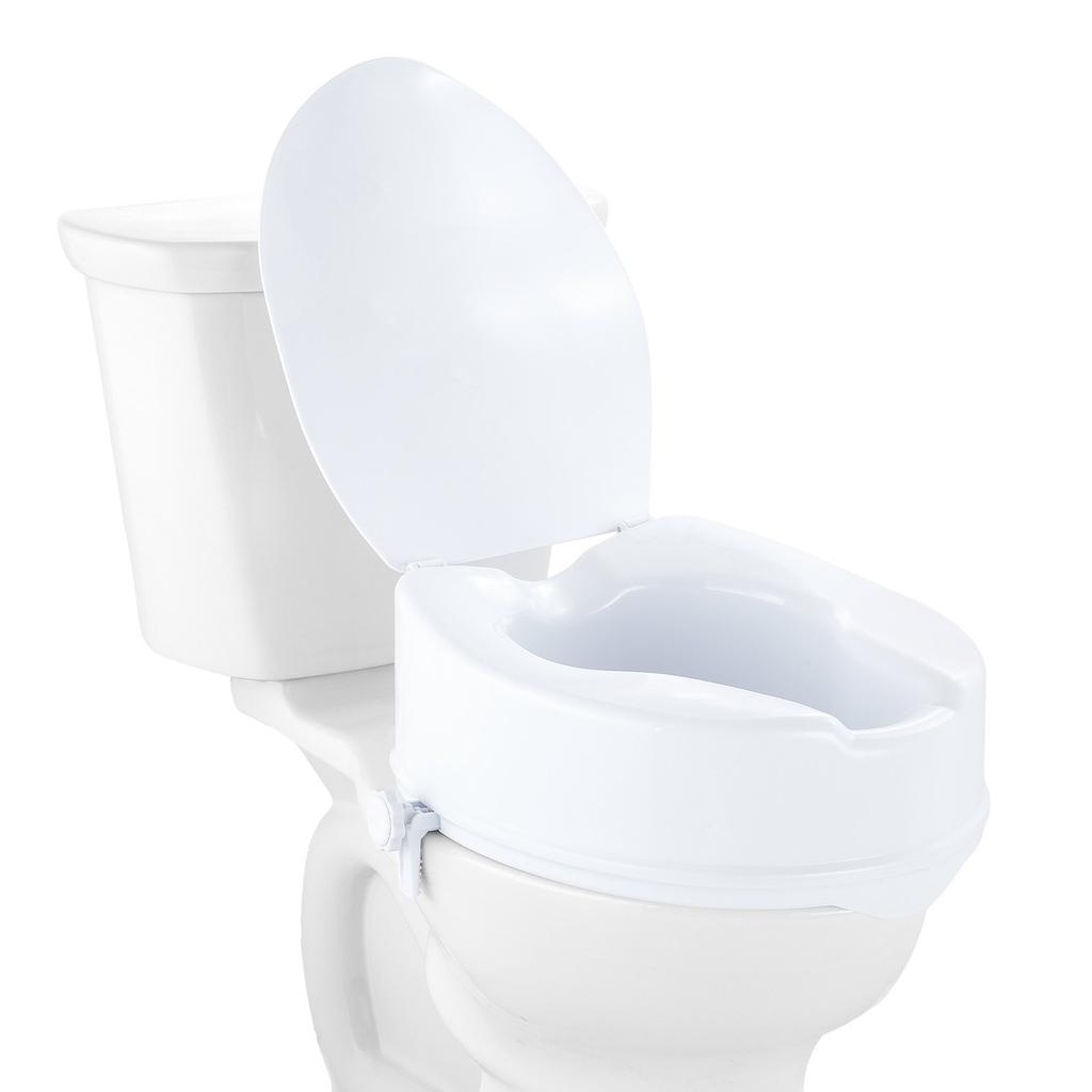 VEVOR Raised Toilet Seat, 6" Height Raised, 300 Lbs Weight Capacity, Universal Toilet Seat Riser, Screw Rod Locking, with Toilet Seat