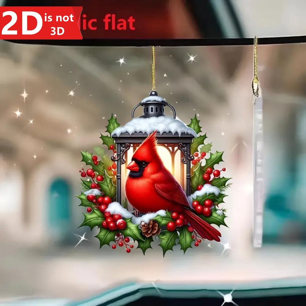 2D Cardinals Lantern Pendant, a Classic Animal-themed Gift for Keys and Bags.