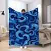 Blue Wave Pattern Microfiber Flannel Cover Blanket Bedroom Living Room Sofa Soft And Comfortable Home Decoration