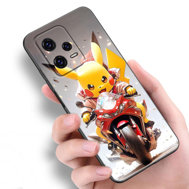Cute P-Pikachu Black Silicone Phone Case For Xiaomi Redmi Note 9 10 11 11S 11T 12 13 Pro 5G Plus 9S 10S 12S