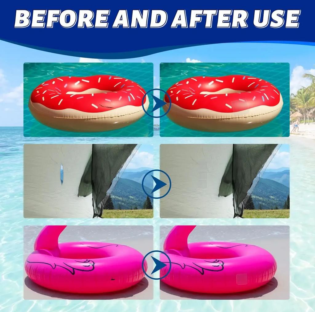 TPU Repair Patch Kit, Strong Adhesion Clear Fix Tape Patches for Inflatable Swimming Rings Pool Floats Air Mattress Beds