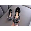 Girls Single Shoes Spring Autumn Pearl Rhinestone Bow Dance Performance Shoes Half Sandals for Little and Middle Kid