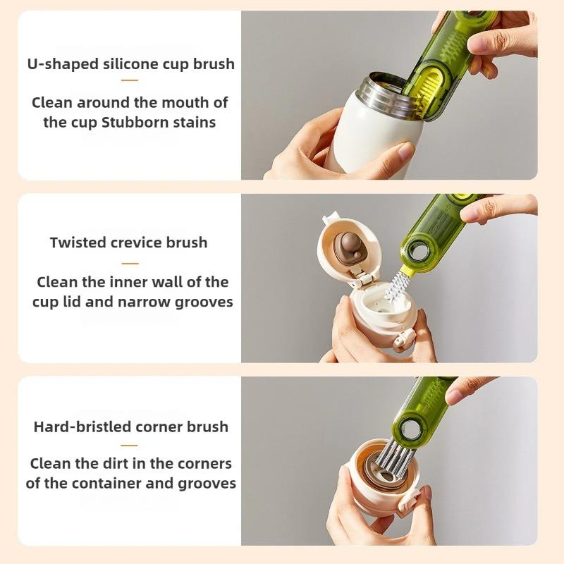 Xiaomi 1pc 3 In 1 Bottle Gap Cleaner Brush Multifunctional Brush Cup Crevice Cleaning Tools Mini Silicone Cup-Holder Cleaner