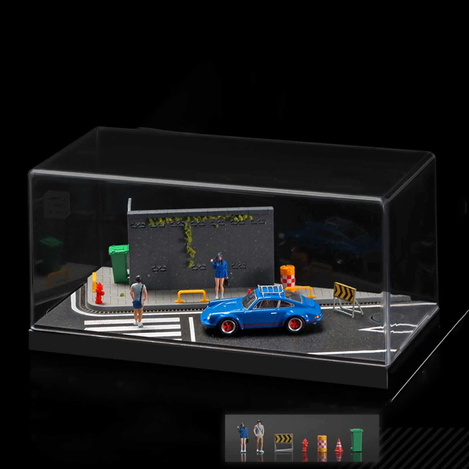 

Витрина Shoucangjia для машинок Tomica, Hot Wheels, Matchbox 1:Масштабная модель гаража 1/64 с пылезащитным чехлом, диорама сцены уличного ограждения, парковочная витрина