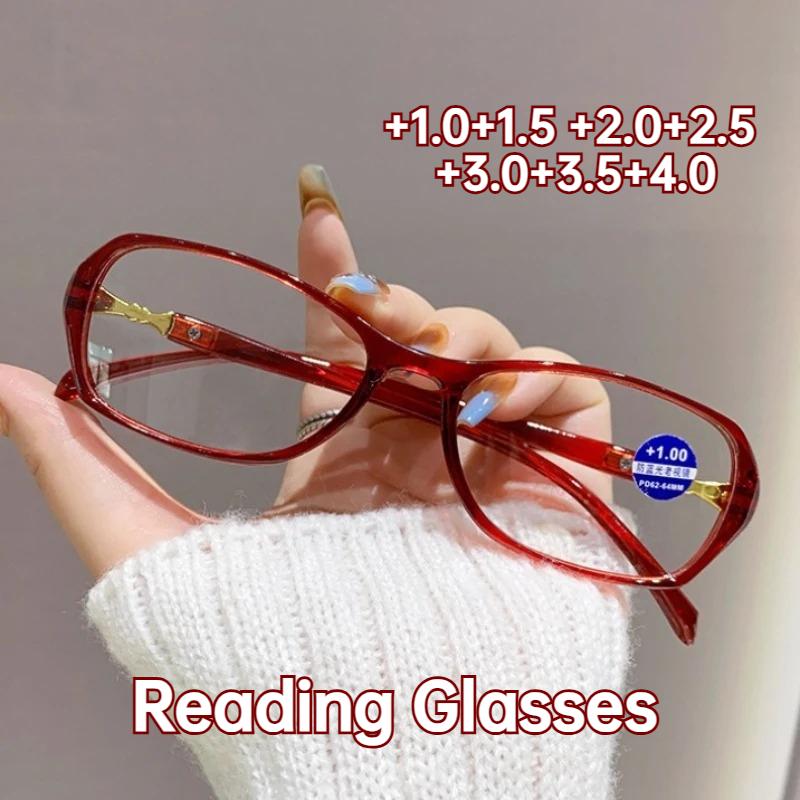 New Fashion Ladies Reading Glasses Men'S Ultra-Light Hd Lens Presbyopia Glasses Retro Full Frame Anti-Fatigue Eyeglasses To +4.0
