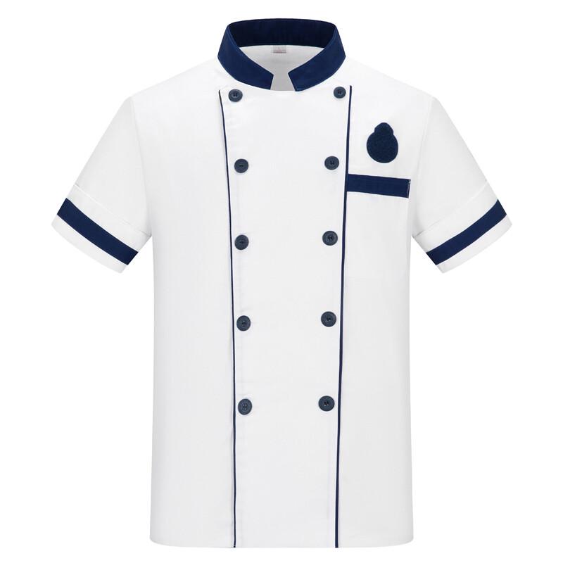 XINGGONG Unisex Short-Sleeve Double-Breasted Chef Jacket L