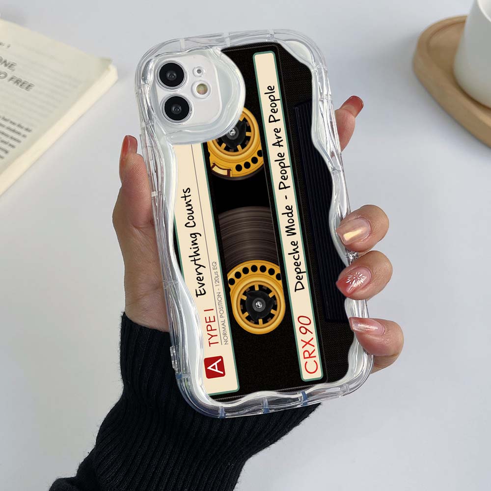 Samsung Galaxy A24 A54 A34 Xiaomi Poco X5 Redmi 13C Huawei Honor 90 Lite Hüllen A19 Original Retro Kassette Tape Art exklusive Creme Muster Soft Case