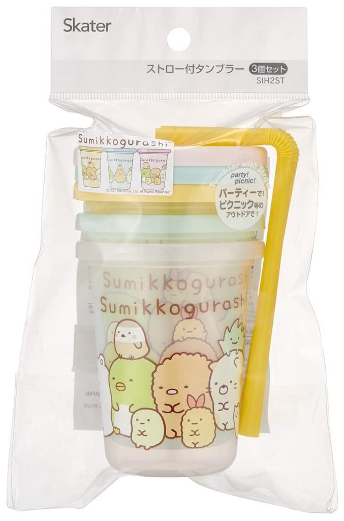 Skater 230ml Tumbler with Sumikko Made in Japan SIH2ST-A Straw, 3-Pack, Gurashi,