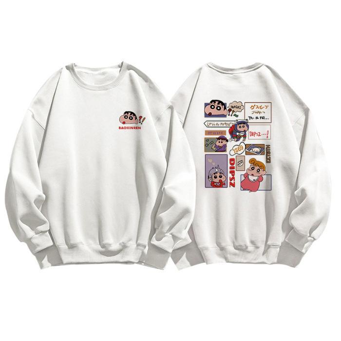 Trendy crayon small round neck loose sweater jacket women's autumn and winter velvet small pullover long-sleeved