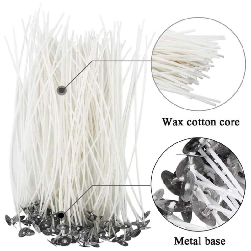 New Waxed Cotton Candle Wicks Set with Stand Original Smokeless Candle Wicks Soy Oil Wax Core Woven Making Candles Supplies