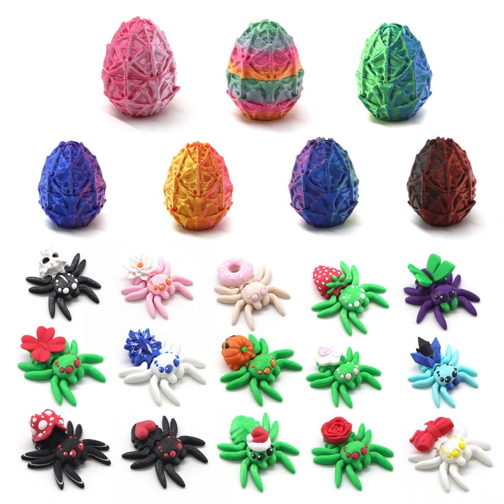 Toy Set 3D Printed Realistic with 7 Eggs and 7 Random Small for Party Favors