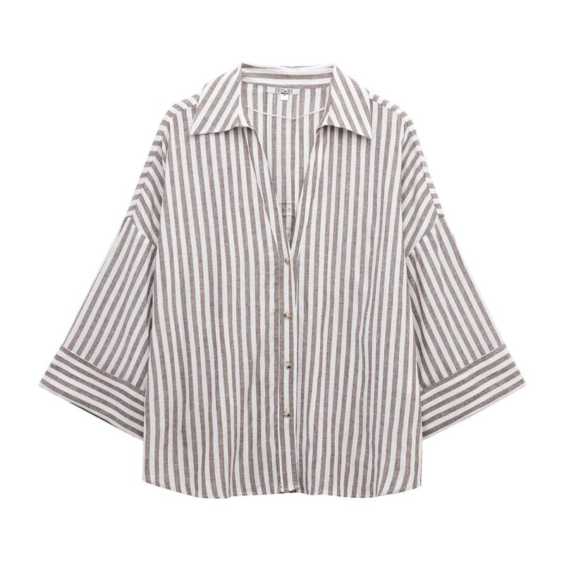Kaslead New Women Clothes Western Style Versitile Fashion Blended Wide Sleeve Shirts 2363801