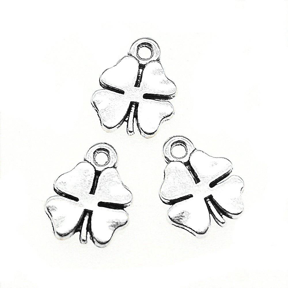 

20шт подвески в виде клевера античное серебро цвет цинковый сплав 12х9мм