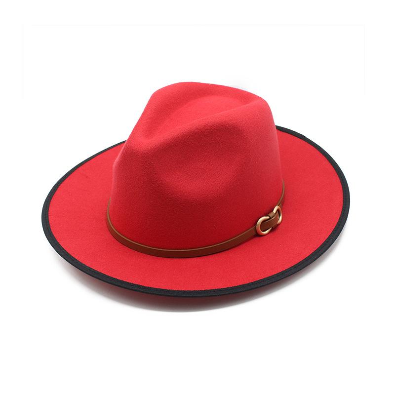 Men'S And Women'S Woolen Top Hats, Jazz Hats, Retro White Hemmed Woolen Hats, Flat Brims, Sunshade Eaves.