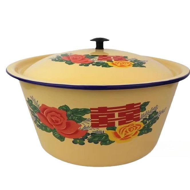 Enamel Lard Storage Jar with Lid for Refrigerator and Chili Oil
