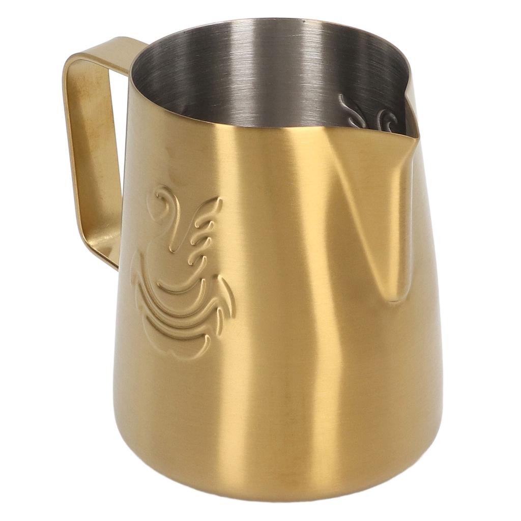 230ml Coffee Steaming Pitcher with Angled Handle Stainless Steel Olecranon Milk Frothing Cup for Latte White