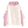 Fashion Women Casual Solid Color Long Sleeve Splice Sweatshirt Tops